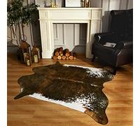 BENRON Tapis en Cuir de Vache synthétique pour Salon, Chambre à Coucher, décoration d'intérieur, antidérapant avec Peaux d'animaux irrégulières, Vert Olive, 1,6 x 1,9 m
