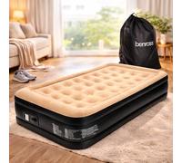 Benross Group TJ Hughes Value Highrise - Lit Gonflable avec Pompe intégrée Single (90 x 190 cm) Beige/Black