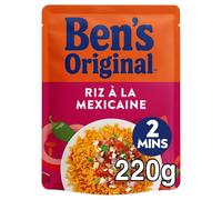 BEN'S ORIGINAL - Riz à la mexicaine - Oignons, Tomates & Épices · Sachet Micro-Ondable - Prêt en 2 min ou 3 min à la Poêle · Idéal Bureau, Pique-Nique et Repas Express - la boite de 220g - Le Lot De 4