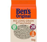 Ben's Original Riz Long Grain & Sauvage Cuisson 20 min Format Pro 5kg | Mélange raffiné de riz long grain et sauvage, cuisson 20 min. Format professionnel de 5kg.