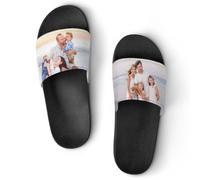 BeNsil Chaussons avec Texte Photo Personnalisé,Chaussons Chaussures de Maison Piscine Plage Intérieur Slides,Hommes & Femme Salle de Bain Couples Chaussures de Plage Décontractées