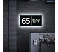 BeNsil Panneau de Maison Rétroéclairé à LED Moderne,Panneau D'adresse Lumineux Personnalisable,Numéro D'adresse et nom de Rue Personnalisés,Panneau de Numéro de Maison