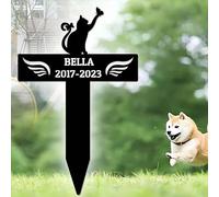 BeNsil Pierre Tombale Personnalisée pour Animaux de Compagnie,Chat Chien Pierre Tombale, Hommage funéraire Personnalisable pour Chat ou Plaque Gravée Funéraire pour Animaux de Compagnie Motif