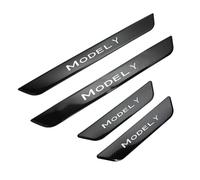 BENSOI 4pcs Protections de Seuil de Porte pour Tesla Model Y 2020-2024,Protecteur de seuil de Porte Anti-Rayures Panneau de Protection intérieure en Acier Inoxydable, Modèle en Fibre de Carbone