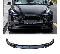 BENSOI Ensemble Kit de Garniture de Becquet de Diffuseur de Lèvre de Pare-Chocs Avant de Voiture pour Tesla Model Y 2020-2023, Spoiler Avant Voiture ABS Pare Choc Avant Lame Convient,Black