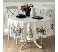 Benson Mills Believe Nappe de Noël en Tissu Jacquard imprimé Bonhomme de Neige pour Tous Les hivers et Les Vacances (177,8 cm, Rond, Believe Snowman)
