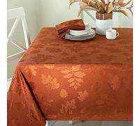 Benson Mills Harvest Legacy - Nappe en Tissu damassé pour l'automne, la récolte et l'Action de grâce (Rouille/Orange brûlé, rectangulaire, 152,4 x 213,4 cm)