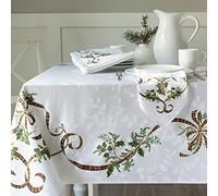 Benson Mills Merry Ribbons Nappe de Noël en Tissu Jacquard imprimé, Nappe de Noël élégante pour Toutes Les Vacances et l'hiver (rectangulaire 152,4 x 264,2 cm)
