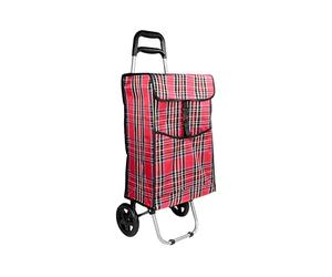 Benson Products Chariot de courses pliable 2 roues, 92 x 34 x 27 cm, 25 kg, 40 litres, motif carreaux