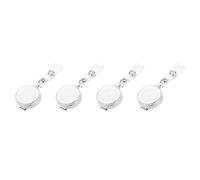 Benssey 4X Badge de Cartes Retractable D'Identite de Passe de Ski Transparent Blanc avec Codon de Boucle Telescopique Anti-Vol
