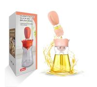 BENTFINE Flacon Distributeur d'huile avec brosse en Silicone, 2 en 1 200 ml Distributeur Bouteille d'huile d'olive Pinceau en Silicone pour Cuisine, Friture, Sauce, Barbecue, Crêpes (Crème Blanche)