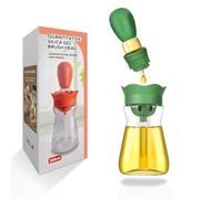 BENTFINE Flacon Distributeur d'huile avec brosse en Silicone, 2 en 1 200 ml Distributeur Bouteille d'huile d'olive Pinceau en Silicone pour Cuisine, Friture, Sauce, Barbecue, Crêpes, Marinade (Vert)