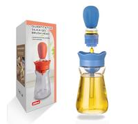 BENTFINE Flacon Distributeur d'huile avec brosse en Silicone, 2 en 1 200 ml Distributeur Bouteille d'huile d'olive Pinceau en Silicone pour Cuisine, Friture, Sauce, Barbecue, Crêpes, Marinade (Bleu)