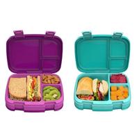Bentgo Fresh - Lot de 2 boîtes à déjeuner étanches et polyvalentes à 4 compartiments (violet/vert)