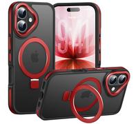 BENTIACC Coque de protection 2 en 1 pour iPhone 17, avec support magnétique, protection militaire, surface mate anti-traces de doigts, pour mains libres, au bureau, à la maison, en déplacement, rouge