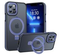 BENTIACC pour iPhone 13 Pro Coque Anneau de Support Magnétique Robuste Invisible, Coque Militaire Translucide Givrée, Résistante aux Chocs, aux Rayures et aux Empreintes Digitales（Bleu foncé）