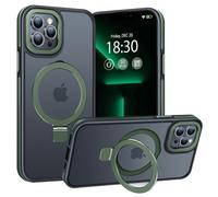 BENTIACC pour iPhone 13 Pro Max Coque Anneau de Support Magnétique Robuste Invisible, Coque Militaire Translucide Givrée, Résistante aux Chocs, aux Rayures et aux Empreintes Digitales（Vert foncé）