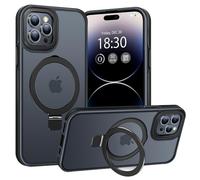 BENTIACC pour iPhone 14 Pro Coque Anneau de Support Magnétique Robuste Invisible, Coque Militaire Translucide Givrée, Résistante aux Chocs, aux Rayures et aux Empreintes Digitales (Noir)