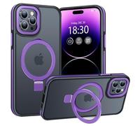 BENTIACC pour iPhone 14 Pro Coque Anneau de Support Magnétique Robuste Invisible, Coque Militaire Translucide Givrée, Résistante aux Chocs, aux Rayures et aux Empreintes Digitales（Violet foncé）