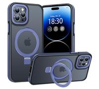 BENTIACC pour iPhone 14 Pro Coque Anneau de Support Magnétique Robuste Invisible, Coque Militaire Translucide Givrée, Résistante aux Chocs, aux Rayures et aux Empreintes Digitales（Bleu foncé）