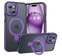 BENTIACC pour iPhone 15 Coque Anneau de Support Magnétique Robuste Invisible, Coque Militaire Translucide Givrée, Résistante aux Chocs, aux Rayures et aux Empreintes Digitales（Violet foncé）