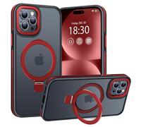 BENTIACC pour iPhone 15 Pro Coque Anneau de Support Magnétique Robuste Invisible, Coque Militaire Translucide Givrée, Résistante aux Chocs, aux Rayures et aux Empreintes Digitales（Rouge）