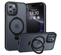 BENTIACC pour iPhone 16 Pro Coque Anneau de Support Magnétique Robuste Invisible, Coque Militaire Translucide Givrée, Résistante aux Chocs, aux Rayures et aux Empreintes Digitales (Noir)