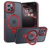 BENTIACC pour iPhone 16 Pro Coque Anneau de Support Magnétique Robuste Invisible, Coque Militaire Translucide Givrée, Résistante aux Chocs, aux Rayures et aux Empreintes Digitales（Rouge）
