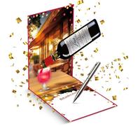 bentino Carte d'anniversaire Pop Up Musik, vin rouge avec lumière et bouteille rotative à verser - Effet méga qui attire les yeux