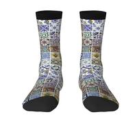 BeNtli Chaussettes d'équipage, chaussettes de compression chaussettes de sport de nouveauté décontractées 40 cm de long pour les carreaux unisexes Enorm Fliesen Aus Portugal