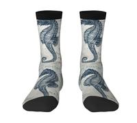 BeNtli Chaussettes d'équipage, chaussettes de compression chaussettes de sport de nouveauté décontractées 40 cm de long pour hippocampe vintage unisexe