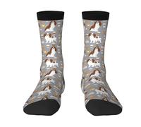BeNtli Chaussettes d'équipage, chaussettes de compression chaussettes de sport de nouveauté décontractées 40 cm de long pour unisexe Cavalier King Charles Spaniel café épagneul chien