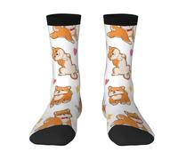 BEntLi Chaussettes d'équipage, chaussettes de compression chaussettes de sport de nouveauté décontractées 40 cm de long pour unisexe mignon Shiba Inu et motif de chien drôle