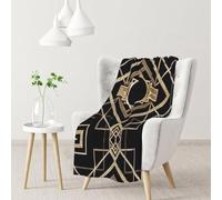 BeNtli Couverture, Couverture Chaude en Flanelle, jeté/Couverture de lit pour canapé Bureau 102x76 cm,Art Déco Vintage Era The Great Gatsby Gold Black Pattern