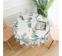 BeNtli Nappe Ronde, Couverture de Table résistante à l'huile de brindille de Verdure Naturelle Blanche pour Le Pique-Nique, Le Camping, la Cuisine, la Salle à Manger 60 Pouces