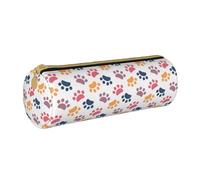 BeNtli Pochette à Crayons, étui à stylos, Sac à Crayons Portable, Pochette en Cuir, Sacs de Rangement de papeterie, Empreinte Animale de modèle de Patte sur Un Blanc
