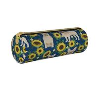 BeNtli Pochette à Crayons, étui à stylos, Sac à Crayons Portable, Pochette en Cuir, Sacs de Rangement de papeterie, Tournesols Bouledogue français