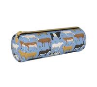 BeNtli Pochette à Crayons, étui à stylos, Sac à Crayons Portable, Pochette en Cuir, Sacs de Rangement de papeterie, Ensemble de taureaux et de Vaches, Animaux de Ferme, mammifères bovins