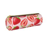 BeNtli Pochette à Crayons, étui à stylos, Sac à Crayons Portable, Pochette en Cuir, Sacs de Rangement de papeterie, Impression Fraise Rose Kawaii
