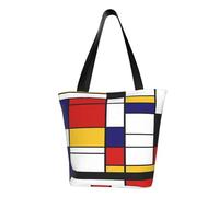 BeNtli Sac à bandoulière, fourre-tout en toile grand sac femmes sac à main décontracté sacs à provisions réutilisables,Artistique Mondrian Style Couleur Composition Rouge