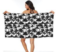 BeNtli Serviettes de Plage, Palmiers Noir Blanc, Serviette de Bain en Microfibre Couverture de Plage à séchage Rapide pour la Natation, Le Bain, Les Voyages, Le Spa