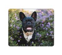 BeNtli Tapis de Souris, Bouledogue français se Tient dans Un Design Floral, Tapis de Souris à Base de Caoutchouc antidérapant, Tapis de Souris étanche 12 × 10 Pouces pour Bureau