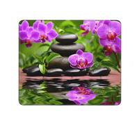 BeNtli Tapis de Souris, orchidée de Pierres de Basalte Zen, Tapis de Souris à Base de Caoutchouc antidérapant, Tapis de Souris étanche 12 × 10 Pouces pour Le Bureau