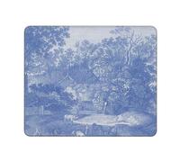 BeNtli Tapis de Souris, Toile de Jouy Bleue, Tapis de Souris à Base de Caoutchouc antidérapant, Tapis de Souris imperméable 12 × 10 Pouces pour Bureau