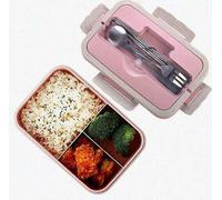 Bento Box Boîte à lunch portable Récipient de stockage des aliments Cuillère à micro-ondes et baguettes pour garder les aliments frais,Rosa