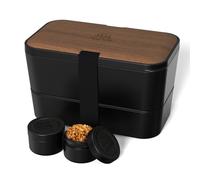 Bento Encastrable 1,5 l noir et bois de noyer plastique 19.00x12.00 cm