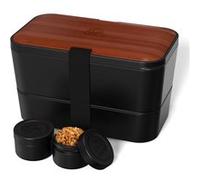 Lunch Box Boîte repas Bento encastrable 2 étages Couvercle Sapelli Umami 1.5 L Noir