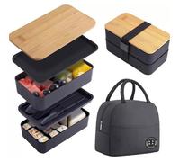 Bento Lunch Box 2 Couches Boite Repas Compartiment 1200 ml Lunchbox Hermétique avec Couverts Kit et Sac Isotherme Repas Boite Bento