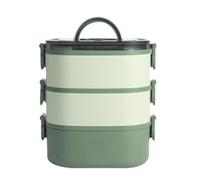 Bento Lunch Box Kit,2000ml 3 Etages Boite Repas avec Sac Isotherme Repas, Hermétique Boîtes Bento pour Pique Nique, Travail, Goûter, Ecole, Boîte à Lunch Micro Ondable (Vert)