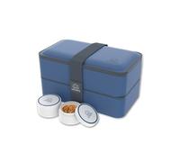 Umami Boîte Bento Original 1,2 l – Couverts et pots inclus, étanche, micro-ondable Bleu Denim